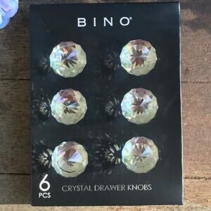 BINO Round-Cut Faceted Crystal Jewelry Look Gem Cabinet Drawer pulls NEW Set 6